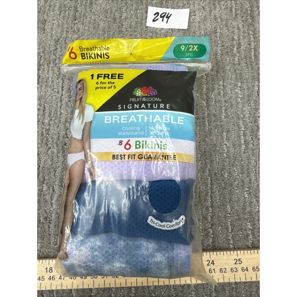Six Pairs Of Fruit Of The Loom Breathable Bikinis 9/2X # 294 - Picture 8 of 16